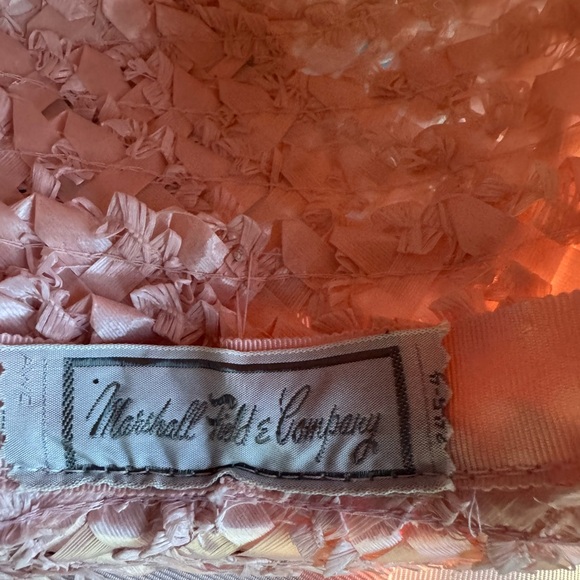 1960s‎ Marshall Field & Company Pale Pink Straw w/Netting Over Front Cloche Hat - Picture 7 of 7